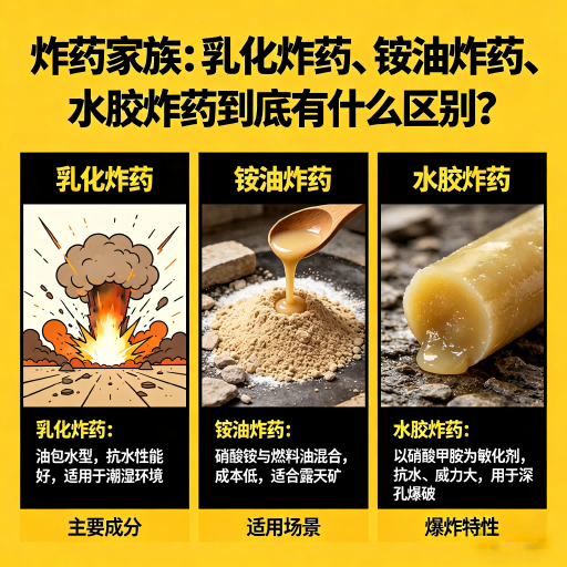 思明炸药家族：乳化炸药、铵油炸药、水胶炸药到底有什么区别？